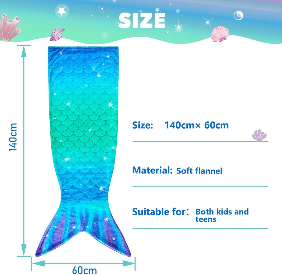 WERNNSAI Meerjungfrauen Schwanz Decke - Weiche Meerjungfrauen Decke für Kinder Mädchen 140 x 60 cm W