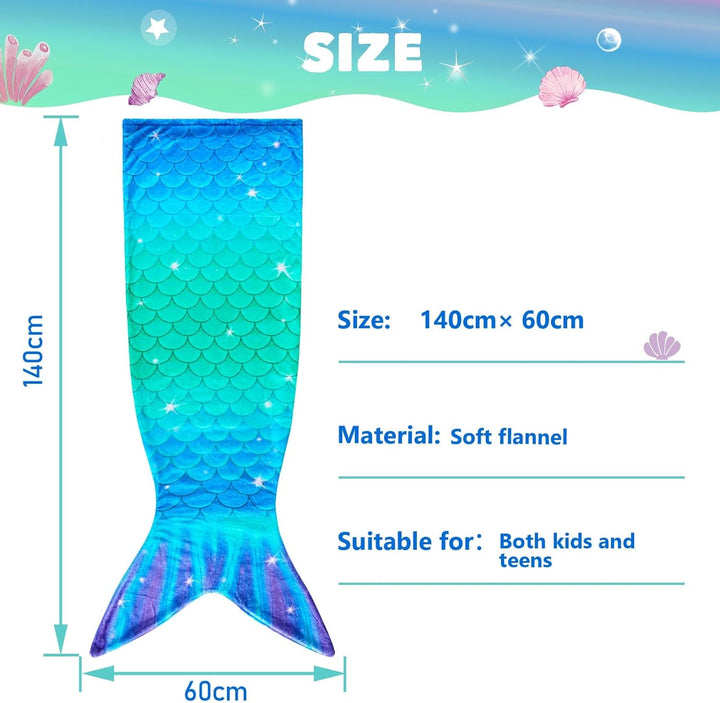 WERNNSAI Meerjungfrauen Schwanz Decke - Weiche Meerjungfrauen Decke für Kinder Mädchen 140 x 60 cm W