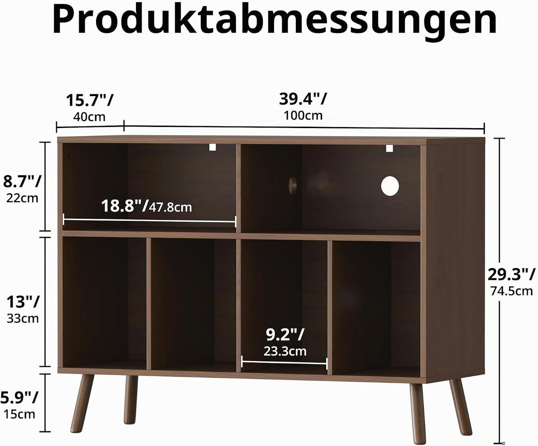 Plattenspieler-Ständer mit Schallplattenaufbewahrung, Vinyl-Plattenregal mit Präsentationsfläche, Sc