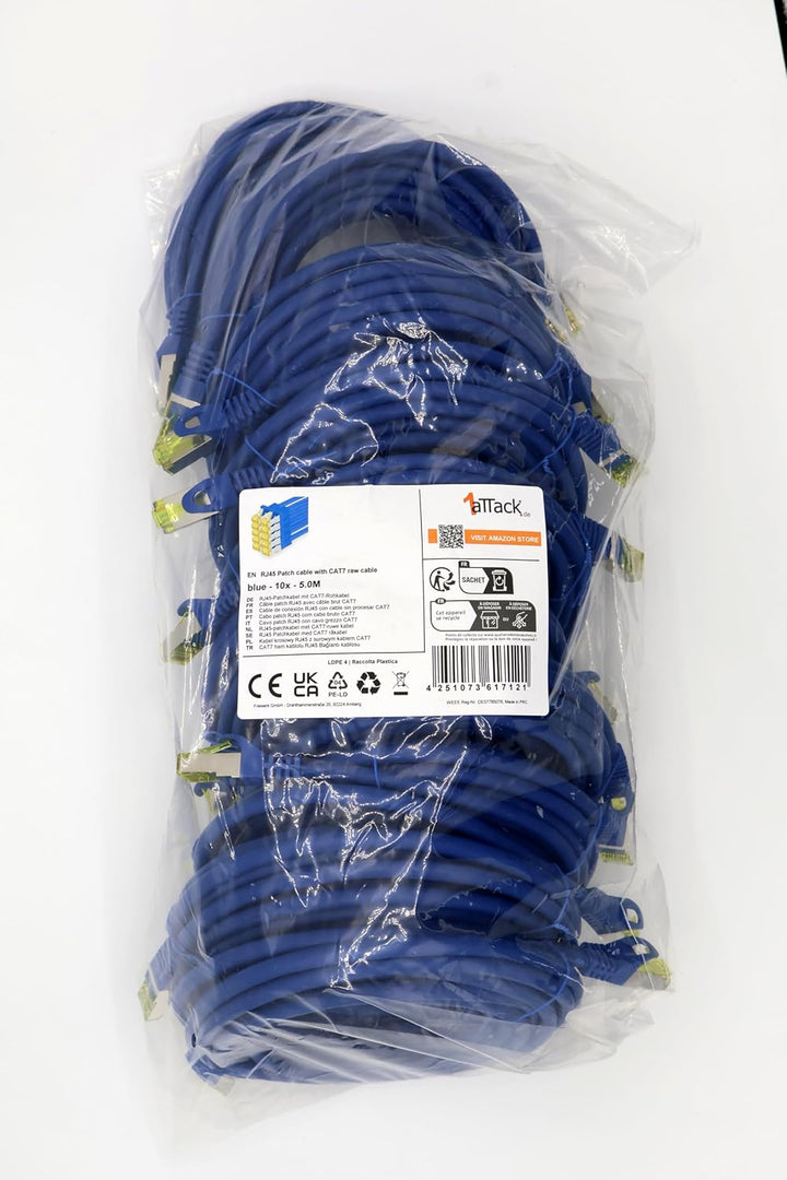 Cat.7 Netzwerkkabel 5m Blau 10 Stück Cat7 Ethernetkabel Netzwerk LAN Kabel Rohkabel 10 Gb s SFTP PIM