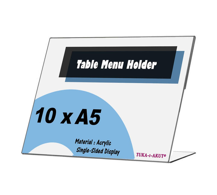 TUKA [10x] Anzeige-Ständer A5 Plakataufsteller im Querformat, Tischaufsteller L-Ständer, Prospektstä