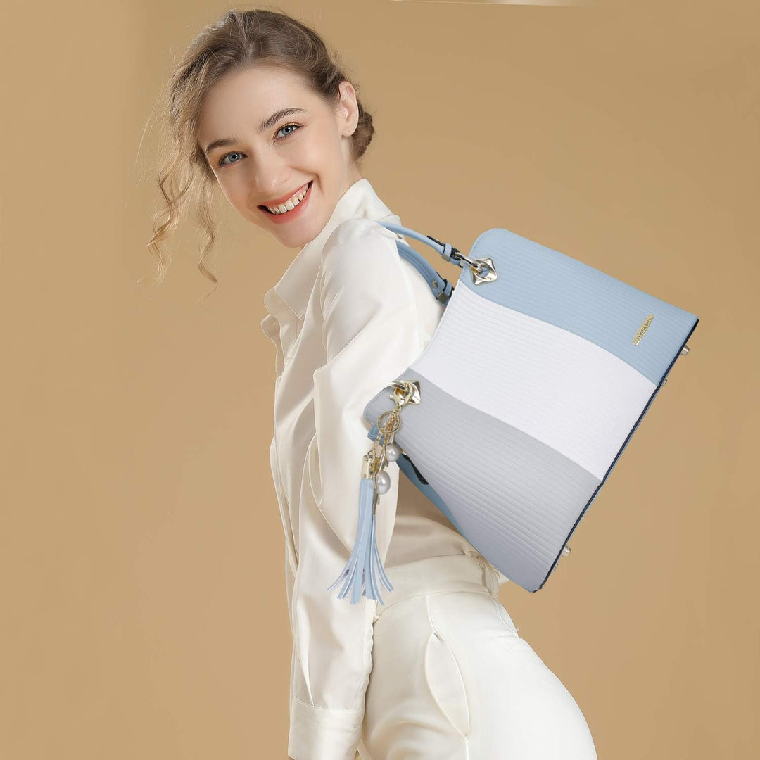 Pomelo Best Damen Handtasche mehrfarbig gestreift Umhängetasche in schöner Farbkombination mit mehre