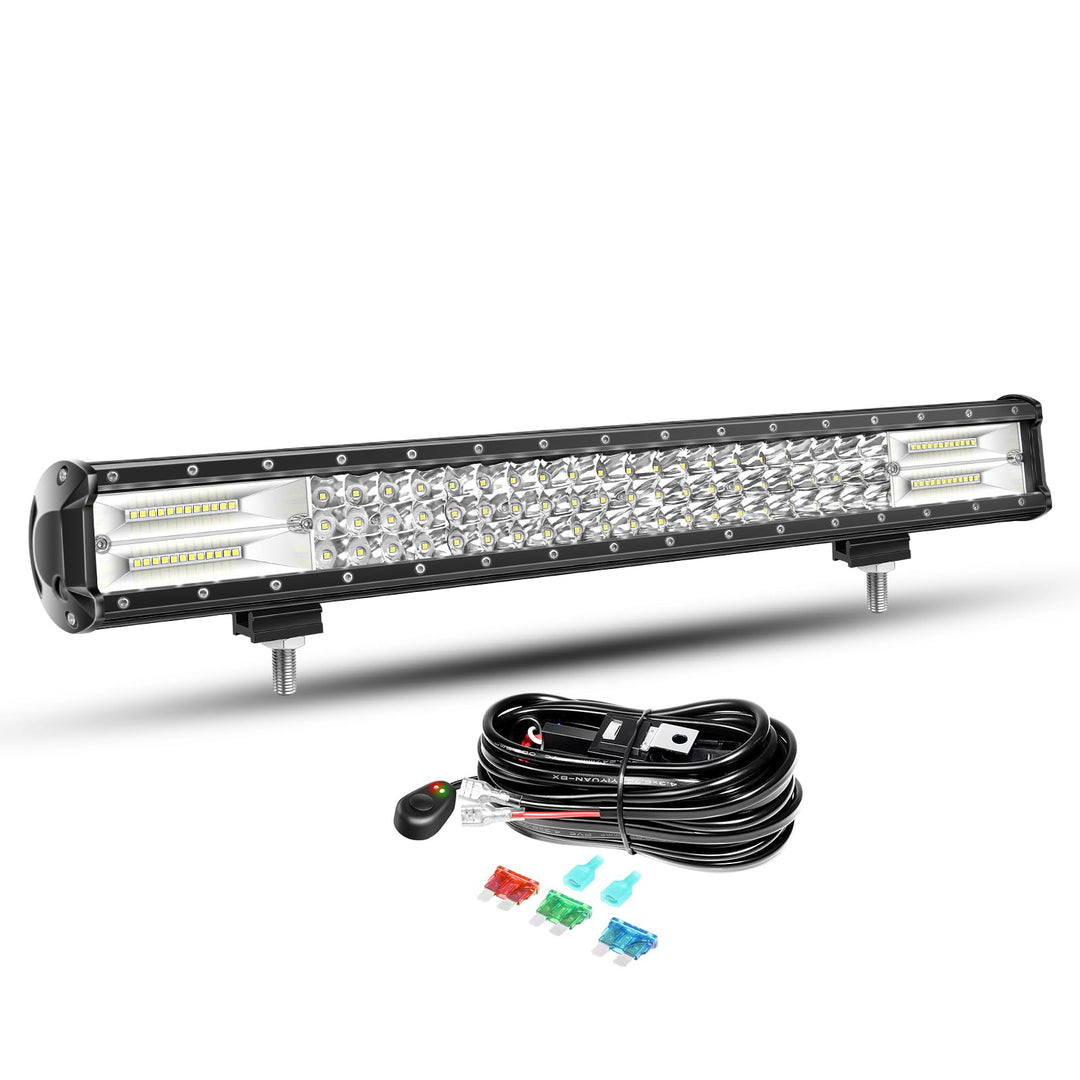 Willpower 58cm 324W LED Arbeitsscheinwerfer Bar LED Scheinwerfer 12V 24V mit Kabelbaum Flutlicht Ref