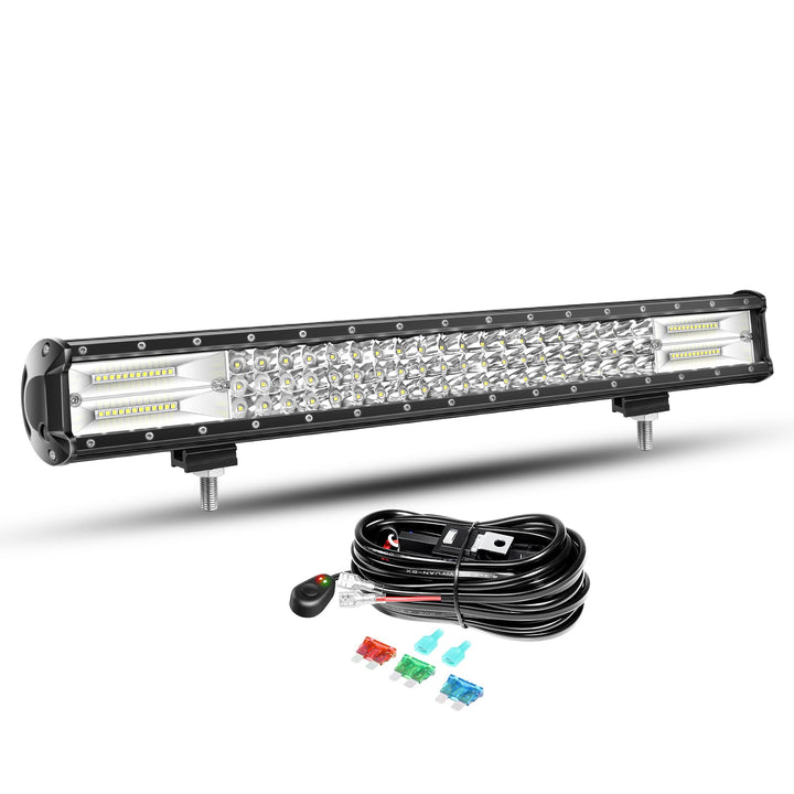Willpower 58cm 324W LED Arbeitsscheinwerfer Bar LED Scheinwerfer 12V 24V mit Kabelbaum Flutlicht Ref