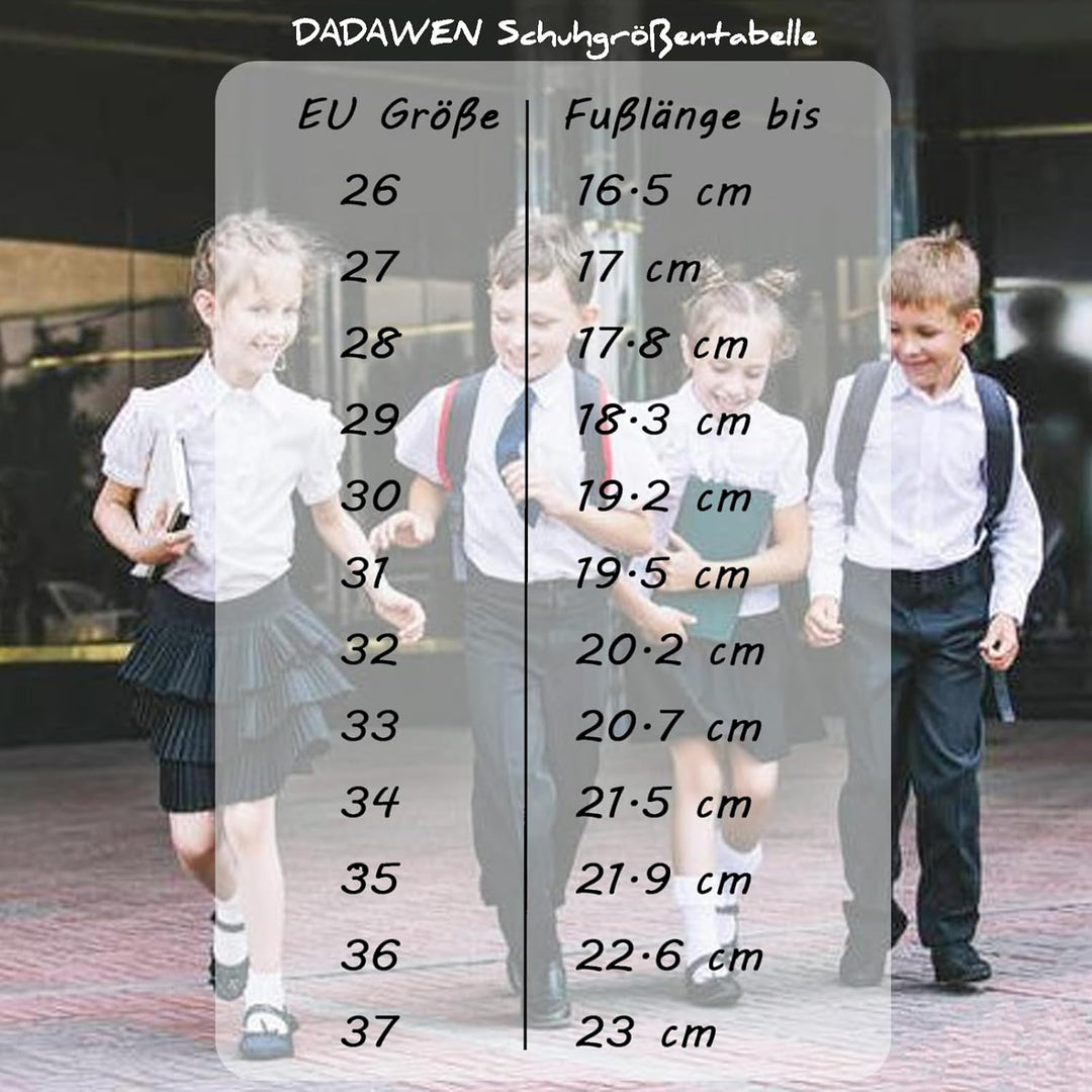 DADAWEN Anzugschuhe für Kinder Jungen Klettverschluss Halbschuhe Schule Uniformschuhe 28 EU Schwarz,