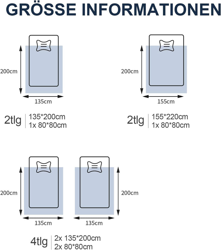 HENGWEI Blau Bettwäsche 135x200 2teilig Set Extraweiches Warm Bettwäsche-Sets für Einzelbett Hochwer