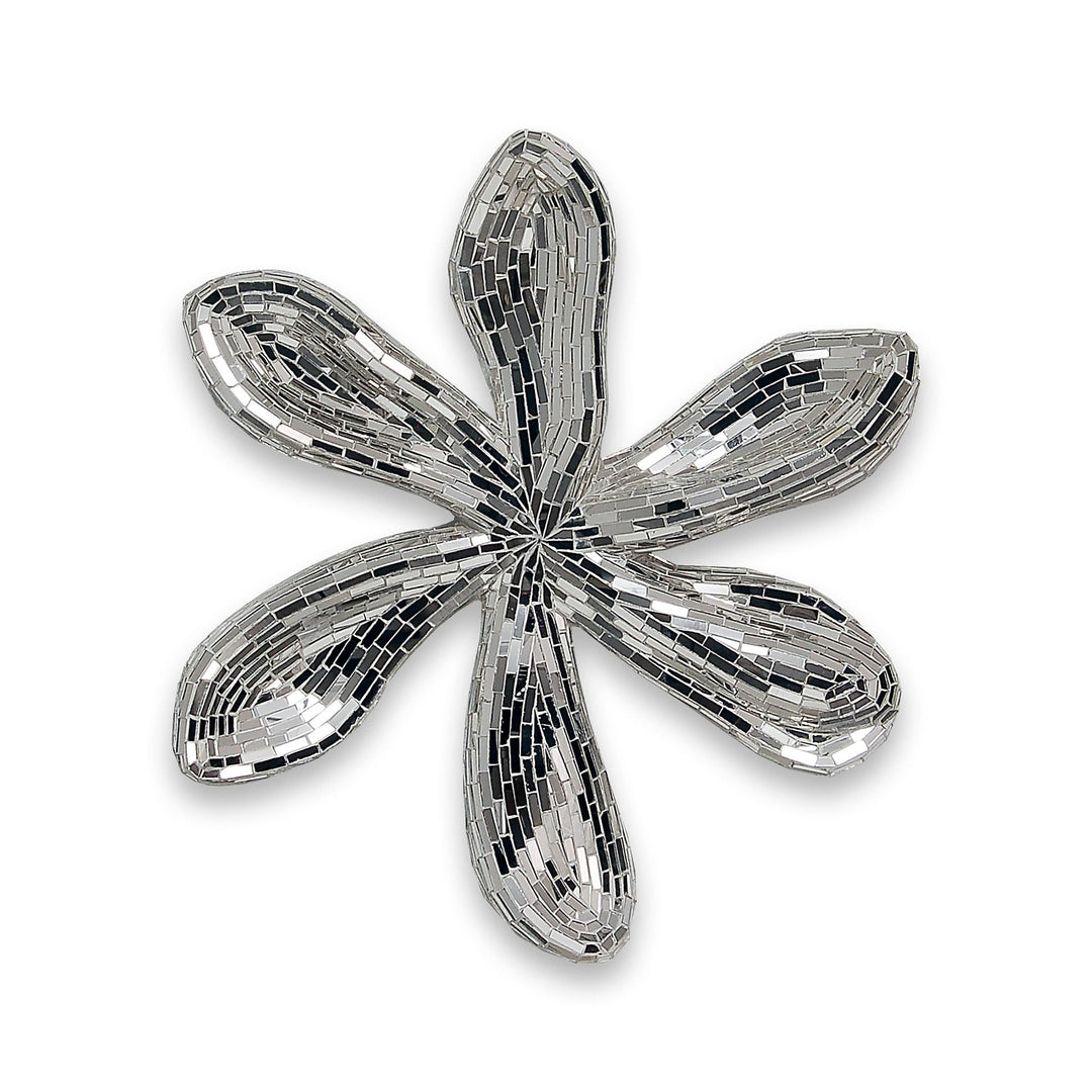 ADM - 'Blume 2' - Skulptur Dekorierten aus Glasmosaik, zum Aufhängen an der Wand - Silber - H51 cm,