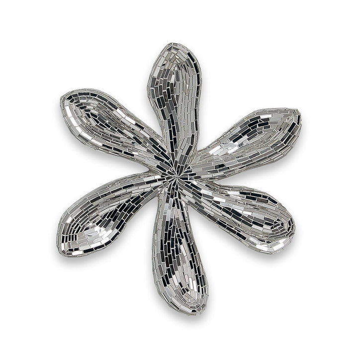 ADM - 'Blume 2' - Skulptur Dekorierten aus Glasmosaik, zum Aufhängen an der Wand - Silber - H51 cm,