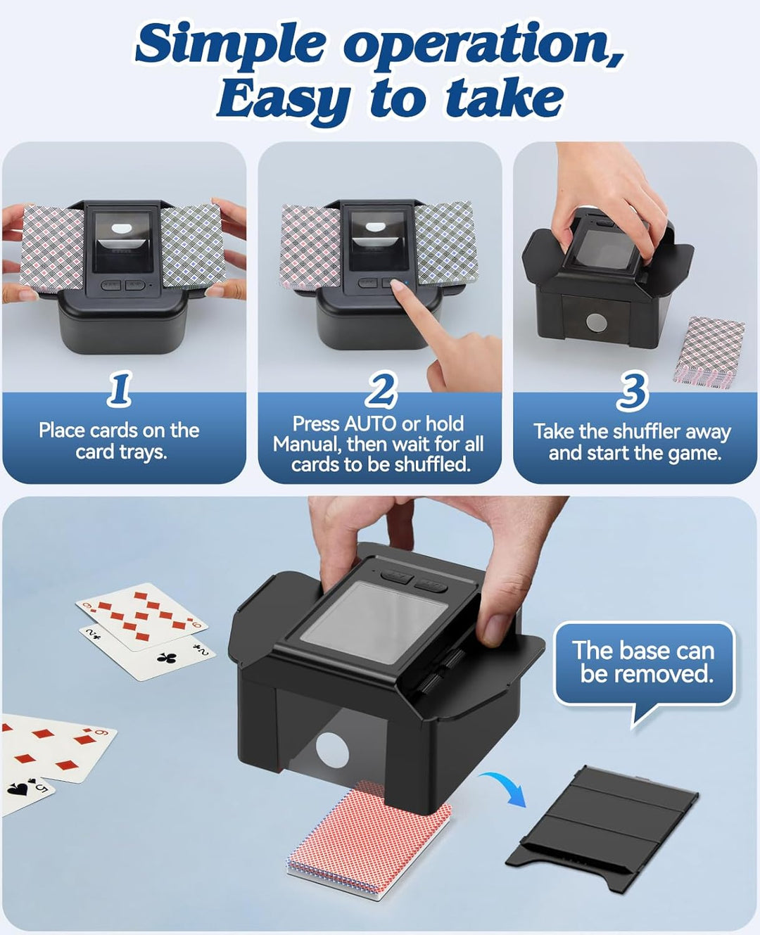 Kartenmischmaschine Elektrische, Mischmaschine für 2 Decks, Aufladbarer 2000 mAh Automatischer Karte