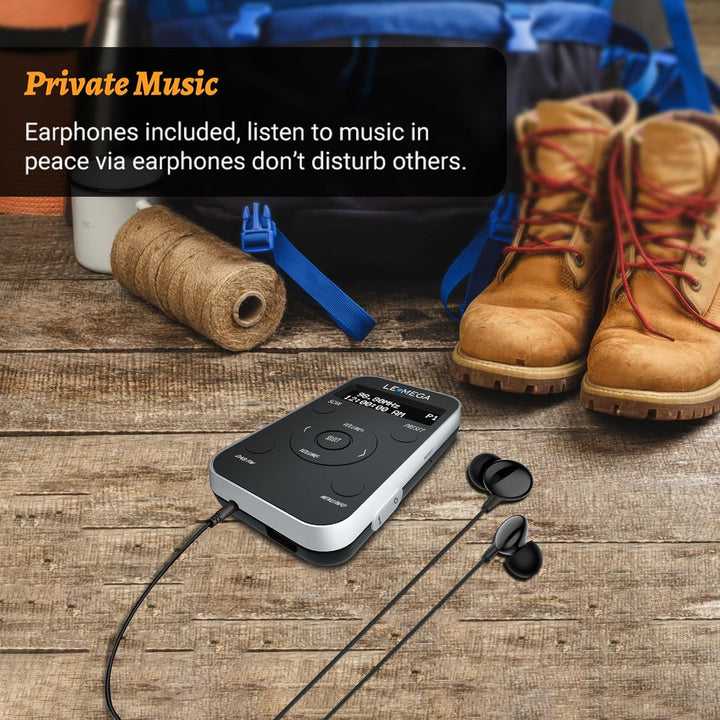 LEMEGA PR1L Taschen-DAB-Radio, FM-Radio, tragbares DAB+-Radio, inkl. Kopfhörer, wiederaufladbare Bat