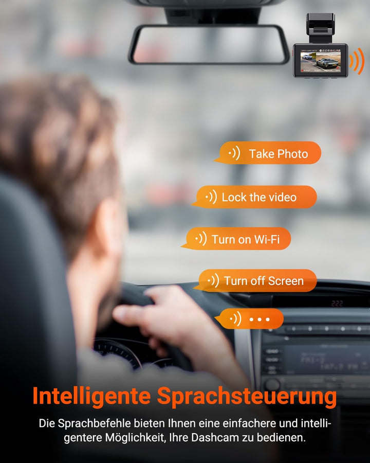 VANTRUE E2 Dual 1944P Dashcam Auto 5GHz WiFi GPS, Wireless- und Sprachgesteuerte Dash Cam vorne hint