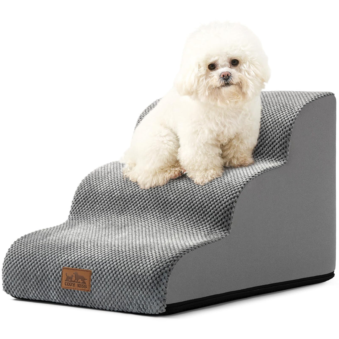 COZY KISS Hundetreppe für Kleine Hunde 40cm, Haustiertreppe für Couch aus Hochdichtem Schwamm, Hunde