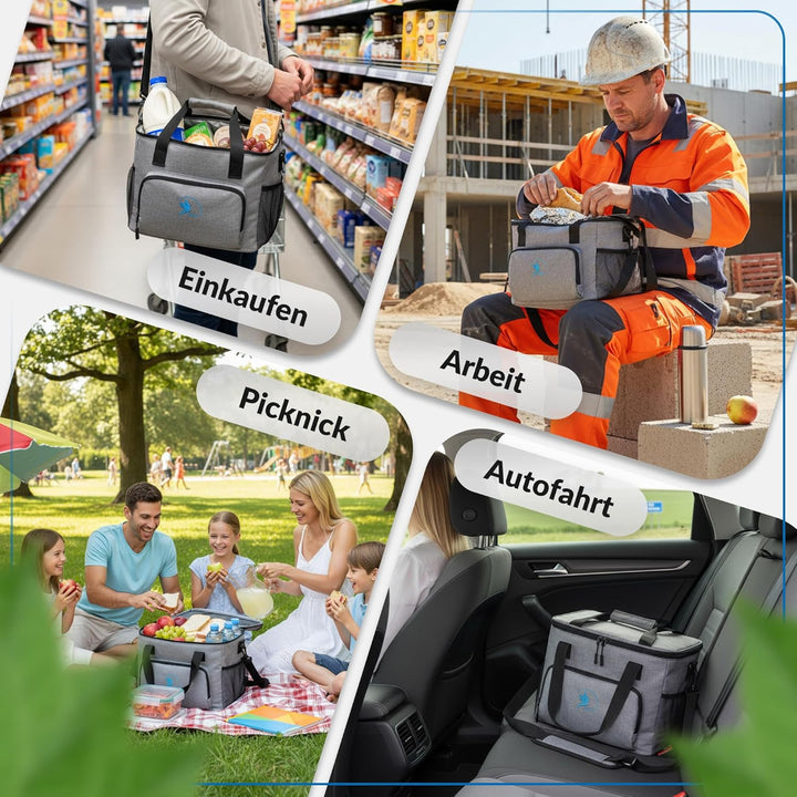 Obics Kühltasche klein 20L & Gross 30L, Kühlbox faltbar mit Flaschenöffner Lunchtasche Herren - lang