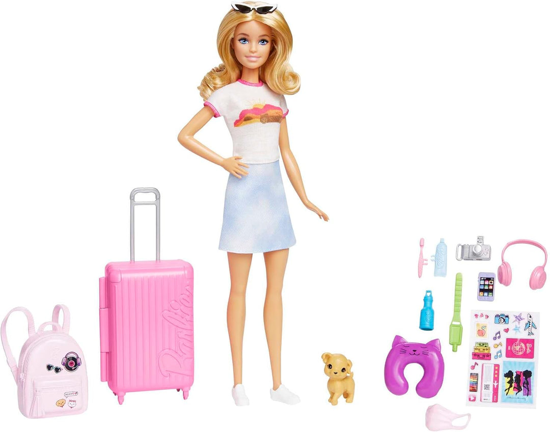 BARBIE Malibu - Koffer, Rucksack, Hündchen und mehr als 10 Accessoires für fantasievolles Spielen, i