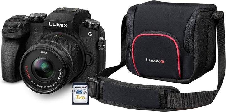 Panasonic Lumix G70KA Starterkit 16 MP, 4K Video, 7,5 cm (3 Zoll) Touchscreen, WiFi, NFC (inkl. 16 G