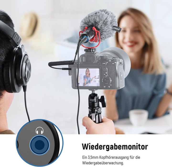 NEEWER Plug & Play Vlog Mikrofon für DSLR Kamera Kompatibel mit iPhone Mac Android Phone Tablet Lapt