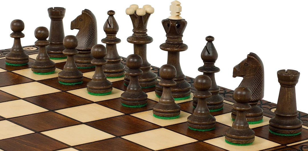 Sunrise Chess | Consul Schach | Elegant | Handgebrannte Holzfiguren | Handbemaltes Schachbrett | Sor