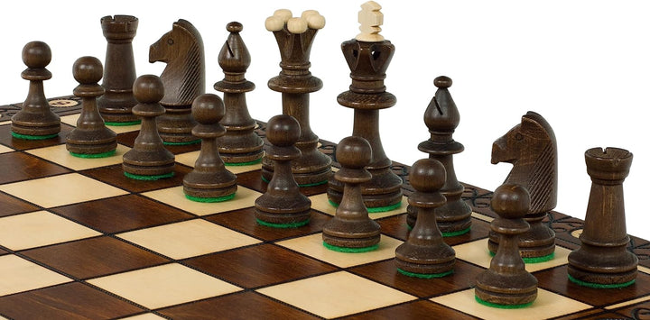 Sunrise Chess | Consul Schach | Elegant | Handgebrannte Holzfiguren | Handbemaltes Schachbrett | Sor