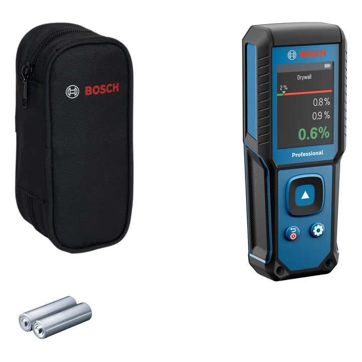 Bosch Professional Feuchtemessgerät GMM 1-15 (nicht-invasiv, misst 37 Holzarten und 10 Baustoffe, Sc