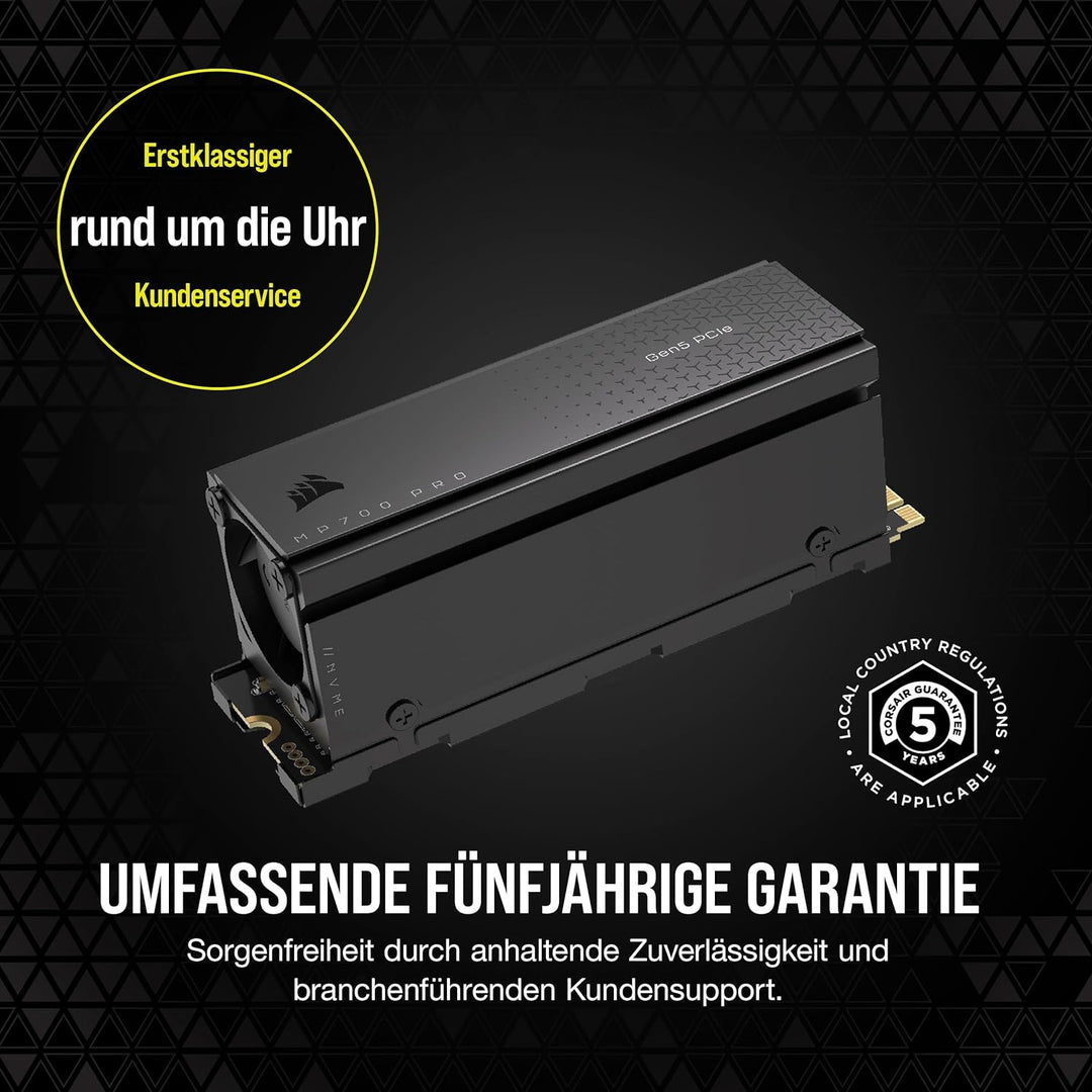 Corsair MP700 PRO Mit Luftkühler 2TB M.2 PCIe Gen5 x4 NVMe 2.0 SSD - M.2 2280 - Bis zu 12.400MB/sec