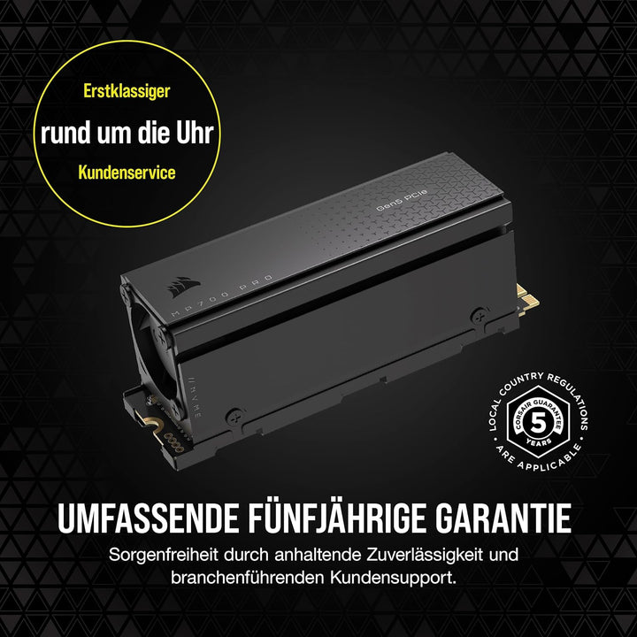 Corsair MP700 PRO Mit Luftkühler 2TB M.2 PCIe Gen5 x4 NVMe 2.0 SSD - M.2 2280 - Bis zu 12.400MB/sec