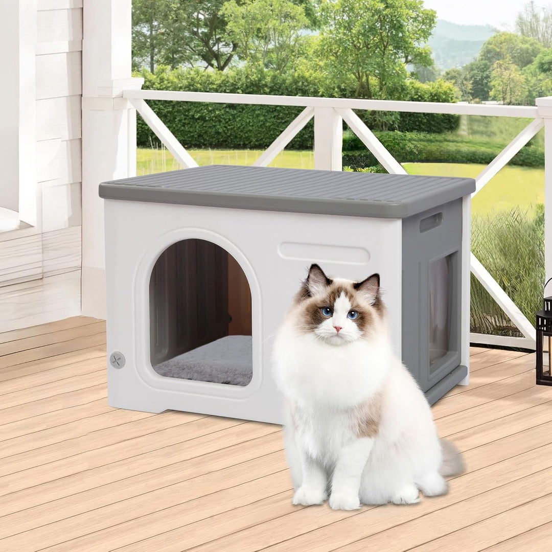 Katzenhäuser für Indoor-Katzen Kunststoff verwildert Outdoor-Katzenhaus Welpenunterkunft für kleine