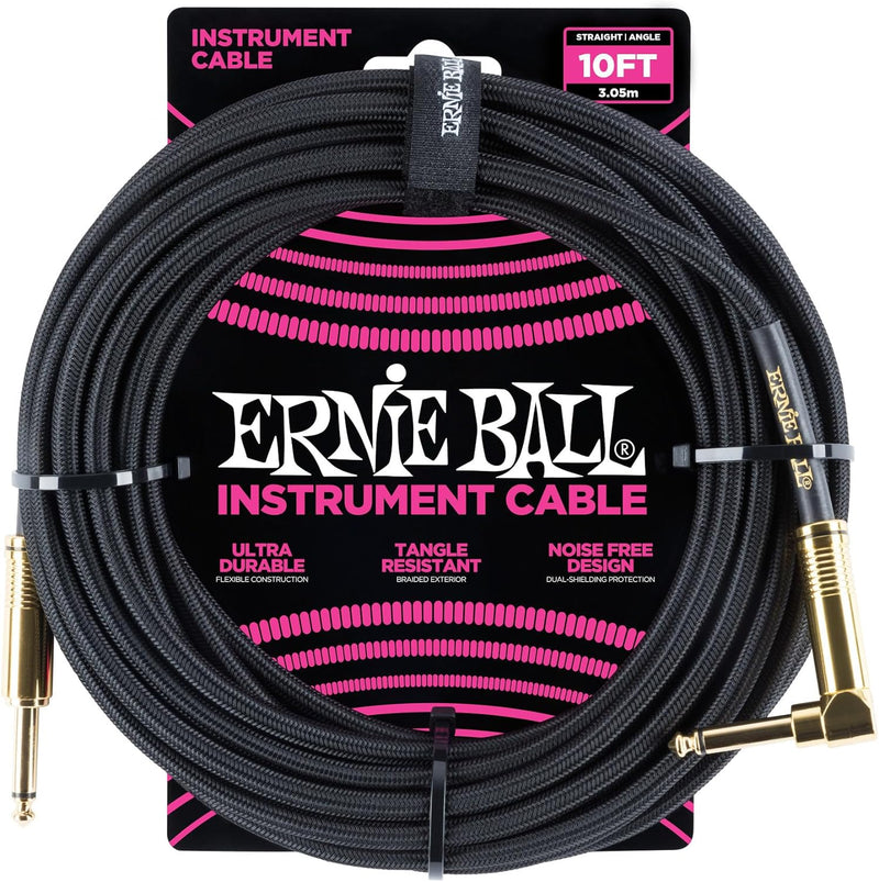 Ernie Ball Instrumentenkabel geflochten, gerade/gewinkelt, 3 m, Schwarz Neon-Pink 3,05 m Gerade/Gewi