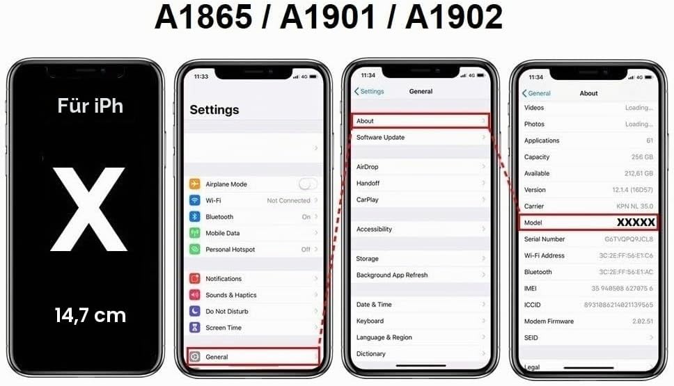 Smartex® Backcover aus Glas + Rahmen kompatibel mit iPhone X | Rückseite Cover + Frame (Space Grau)
