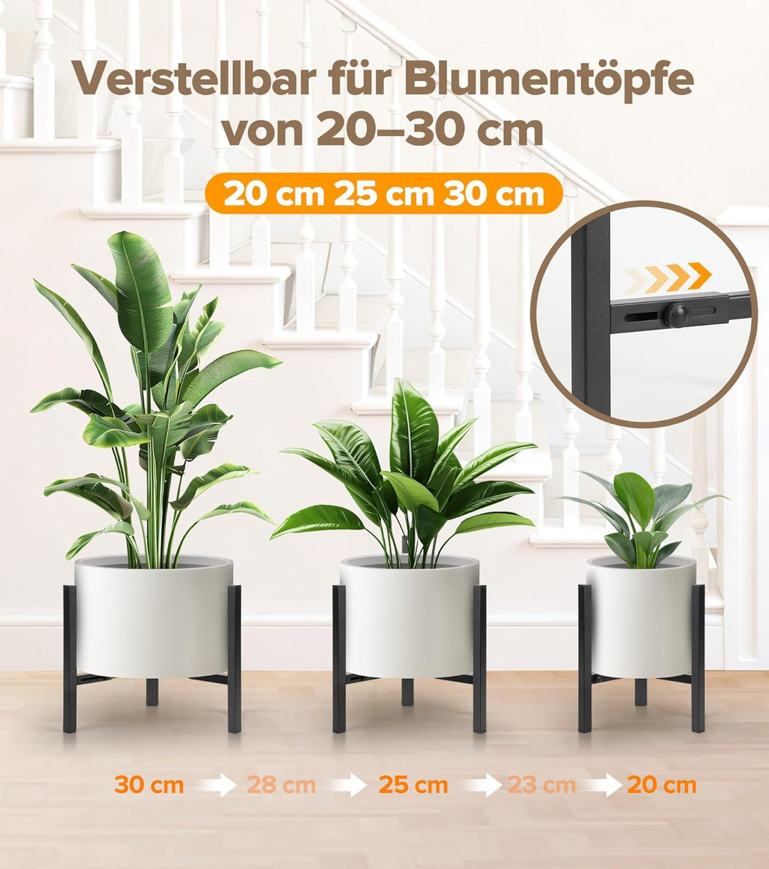 Pflanzenständer 2er Set, verstellbarer Blumenständer, moderner Metall Blumenhocker und stabiler Pfla