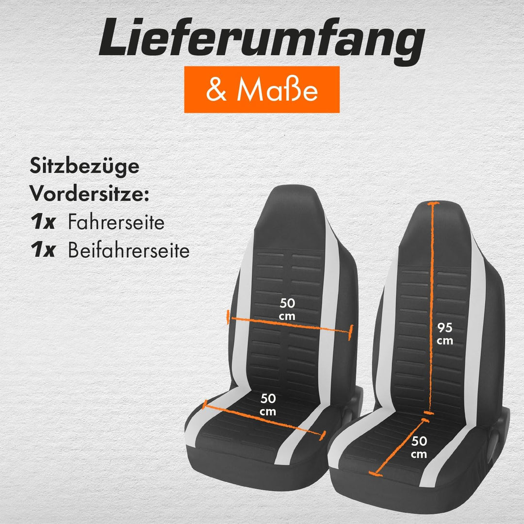 Upgrade4cars Autositzbezüge Set für Pilotensitze | Autositzbezug für die Vordersitze in Weiss | Auto