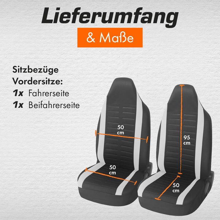 Upgrade4cars Autositzbezüge Set für Pilotensitze | Autositzbezug für die Vordersitze in Weiss | Auto