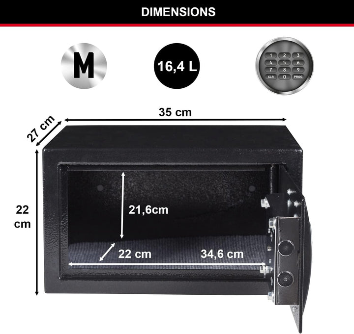 Master Lock Tresor mit Zahlenschloss, elektronische Kombination, 16 L, 22 x 35 x 27 cm Kombinationss