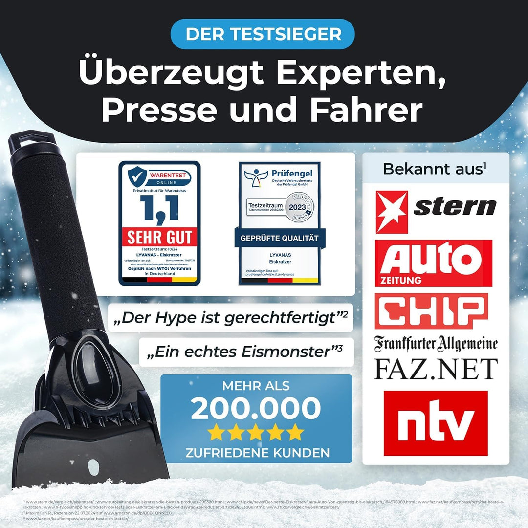 Eiskratzer Auto mit Handschuh TESTSIEGER 2025* - “Eismonster” Profi Scheibenkratzer Auto trifft auf