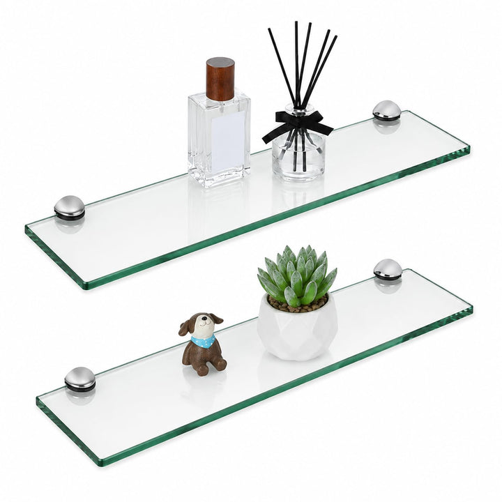 Randaco 2X Glasablage Glasregal, Glas Glasablage Klarglas mit Wandhalterung&amp;8mm ESG Sicherheitsglas