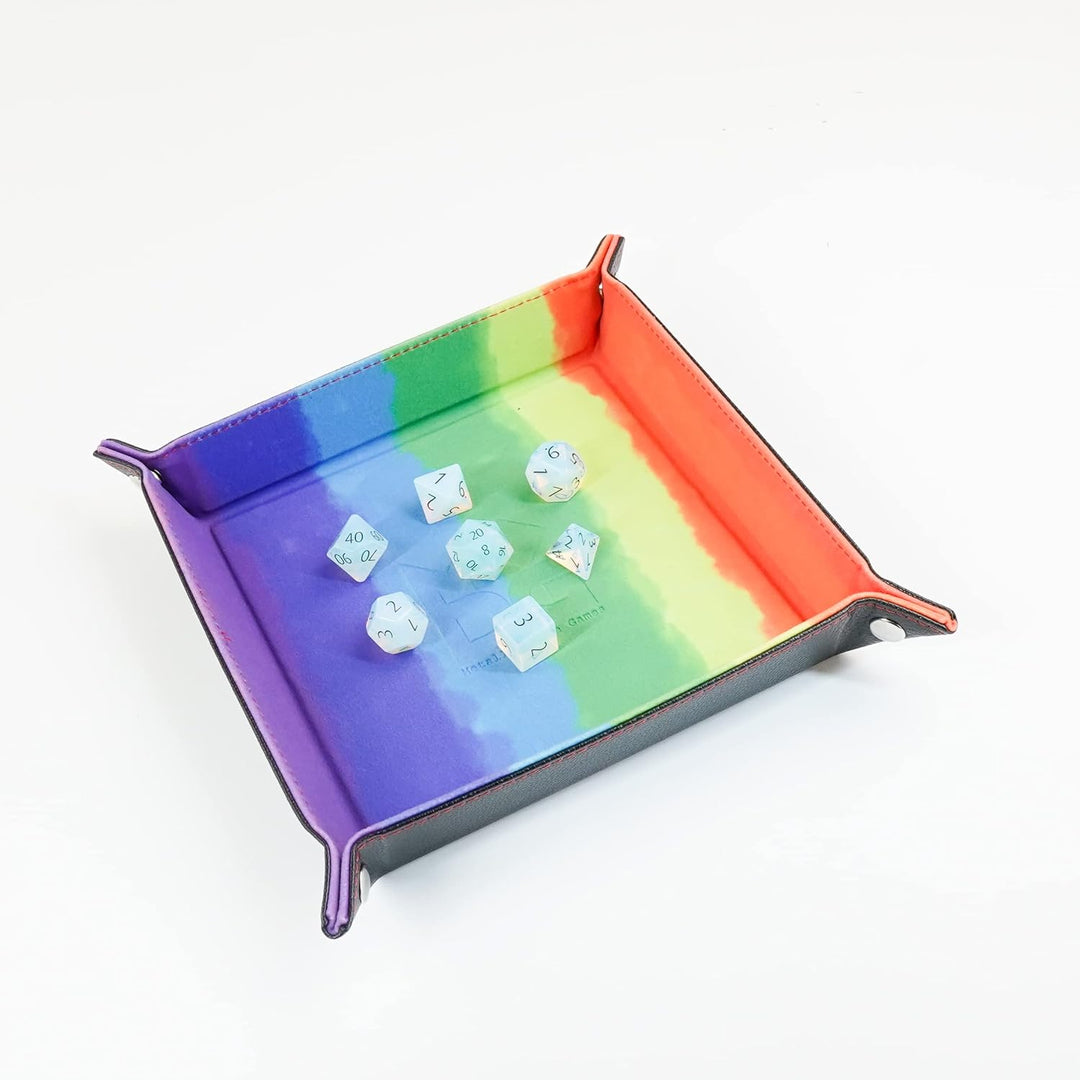 Metallic Dice Games LIC538 10 x 10 in. Velvet Folding Dice Tray44; Watercolor Rainbow Aquarell Regen