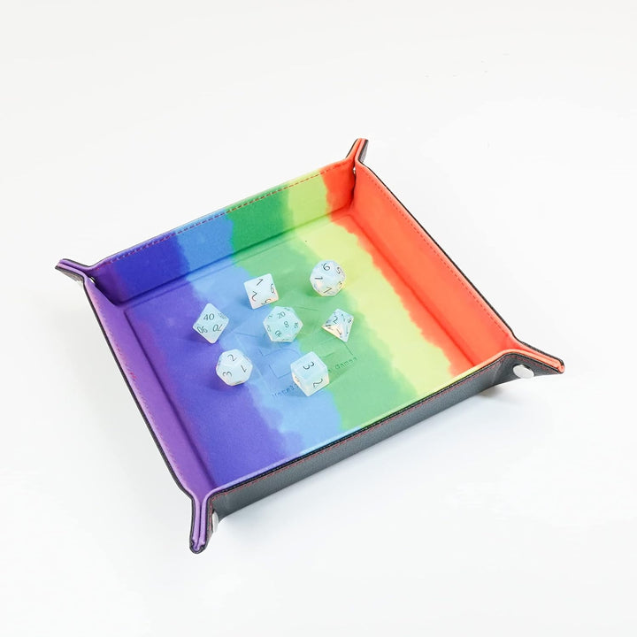 Metallic Dice Games LIC538 10 x 10 in. Velvet Folding Dice Tray44; Watercolor Rainbow Aquarell Regen
