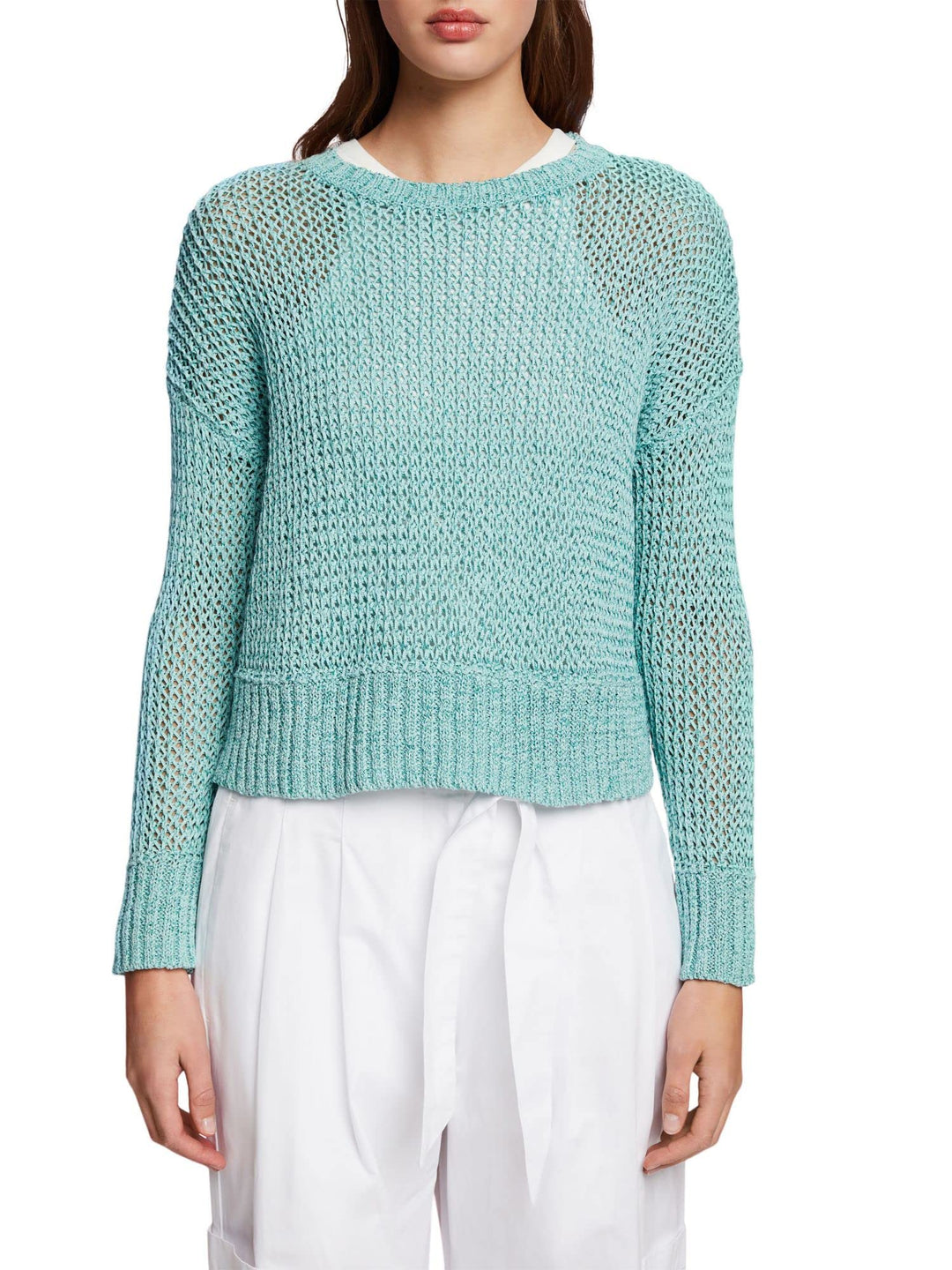 ESPRIT Damen 033eo1i308 Pullover L 307/Emerald Green 3, L 307/Emerald Green 3