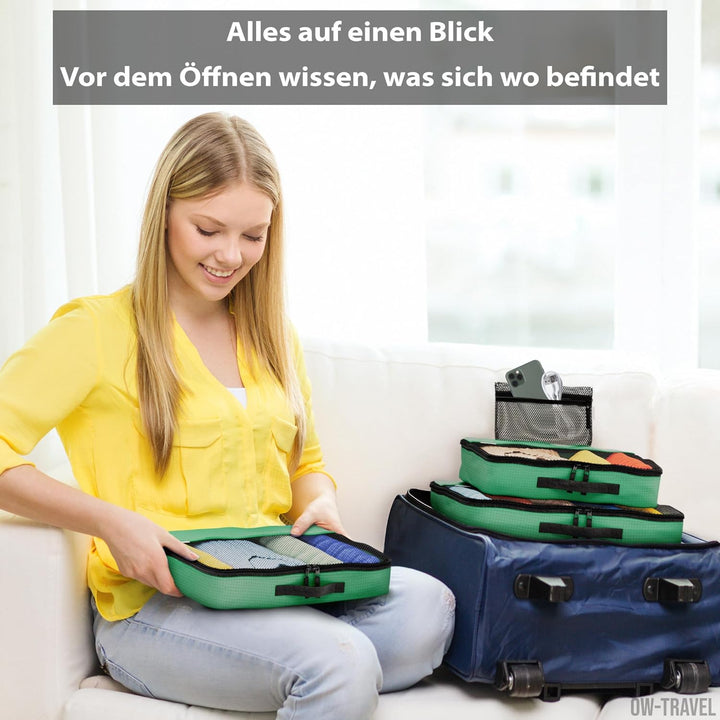 OW-Travel Einfach zu Organisierende Packtaschen für Koffer. Kleiderlagerung mit Reisewürfeln ein Kle