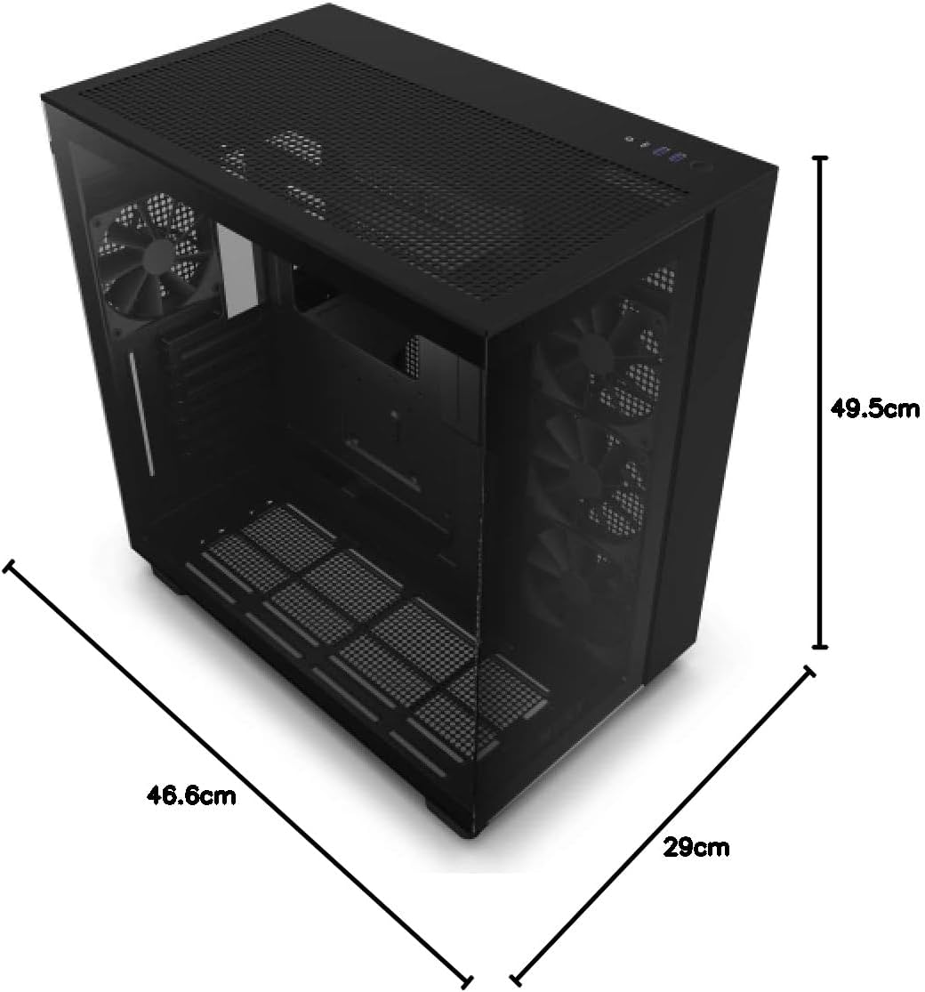 NZXT H9 Flow - CM-H91FB-01- Dual-Chamber ATX Mid-Tower PC-Gaming-Gehäuse - High-Airflow-perforiertes