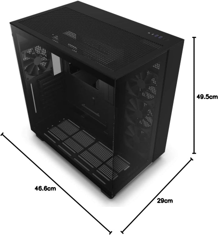 NZXT H9 Flow - CM-H91FB-01- Dual-Chamber ATX Mid-Tower PC-Gaming-Gehäuse - High-Airflow-perforiertes