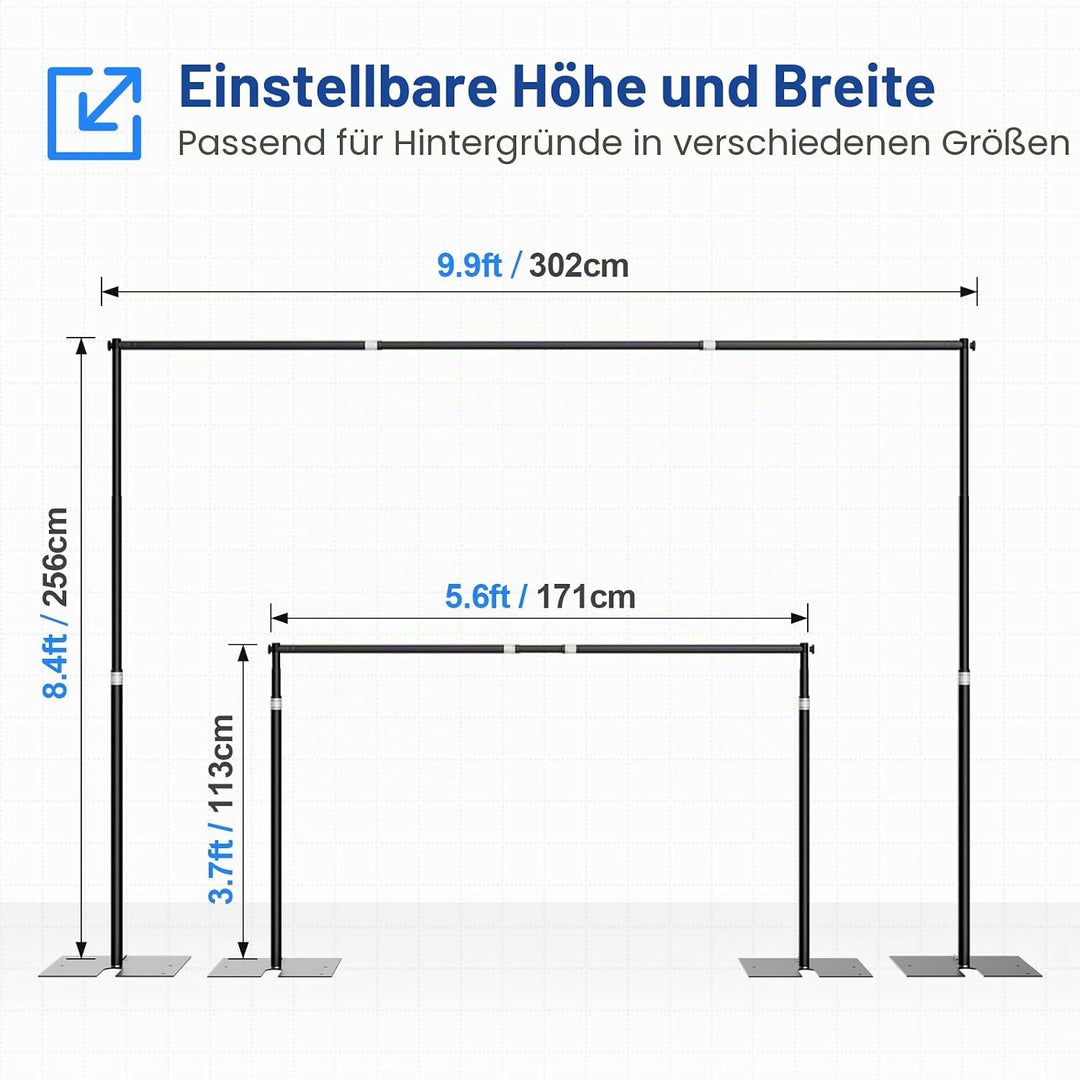 EMART Foto Hintergrund Ständer 2,6 x 3 m, Heavy Duty Fotohintergrund Ständer mit Metallstahlbasis, V
