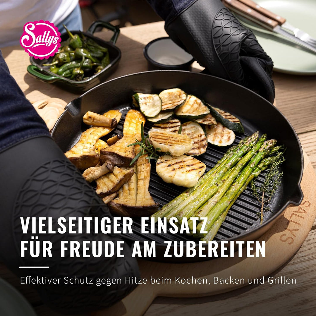 Sallys Premium Backhandschuhe - Hitzebeständige Ofenhandschuhe für sicheres Backen und Kochen bis 23