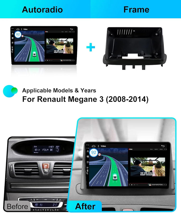 JOYX Android 15 Autoradio Passt für Renault Megane 3 (2008-2014)- Kabellos Carplay + Android Auto -