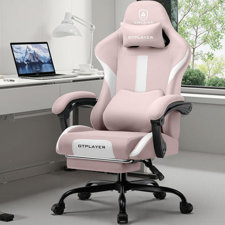 GTPLAYER Gaming Stuhl Bürostuhl Ergonomisch Gaming Sessel mit Kopfstütze und Cloud-Lendenkissen, Gep