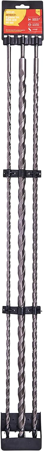 Am-Tech 3 Stück 1000 mm sds Drill bit Set, E0690 Size 1000mm, Size 1000mm