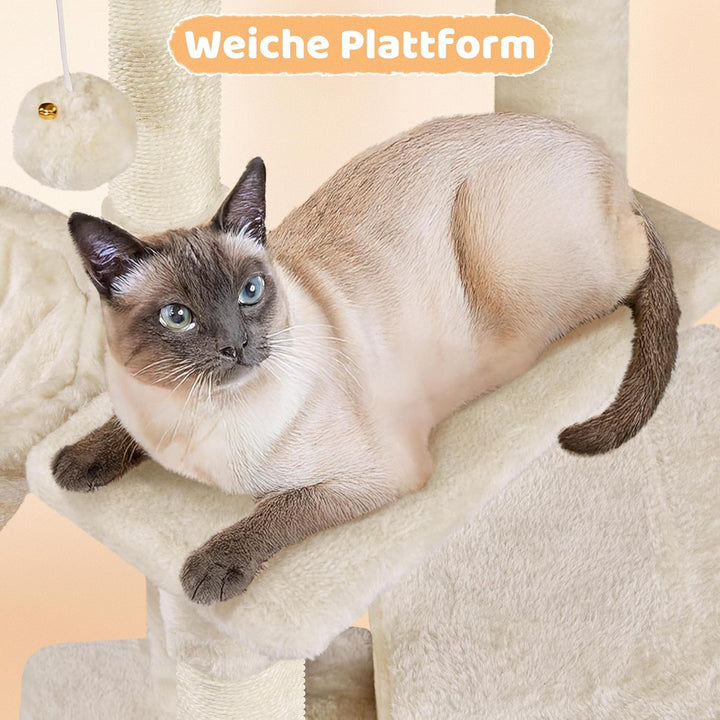 Yaheetech Kratzbaum 87 cm Katzenbaum Kletterbaum, mit Aussichtsplattform Liegemulde Katzenhöhle Sisa
