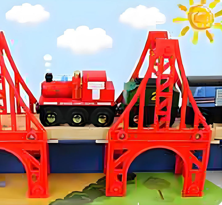 OrgMemory Eisenbahn Set, 3 Stück Hängebrücke, Holzeisenbahn Eisenbahnbrücke Kompatibel mit Anderer M