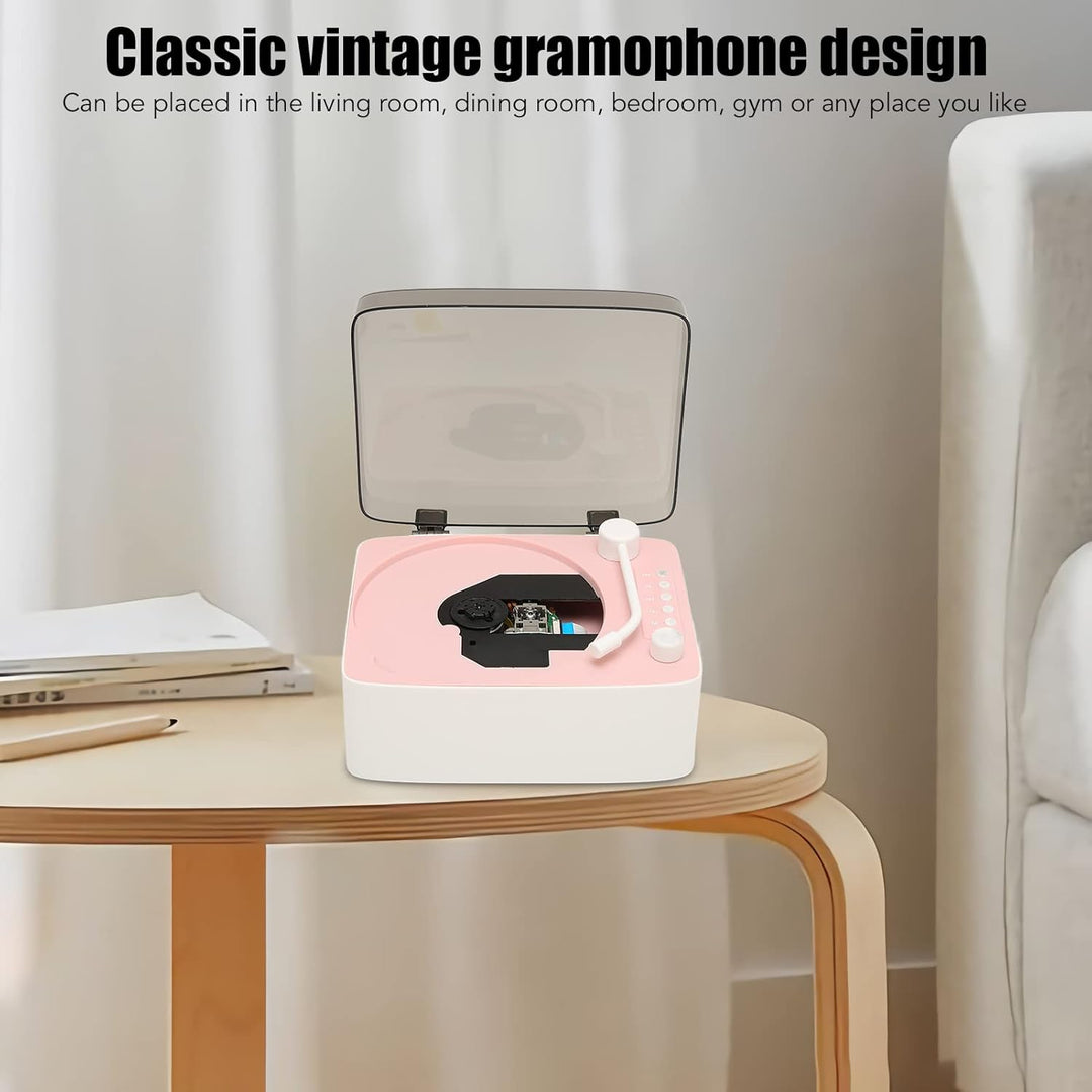 Vintage Retro CD-Player – Multifunktionaler Musikplayer mit HiFi-Lautsprechern und -Funktion (Rosa),
