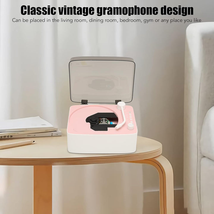 Vintage Retro CD-Player – Multifunktionaler Musikplayer mit HiFi-Lautsprechern und -Funktion (Rosa),