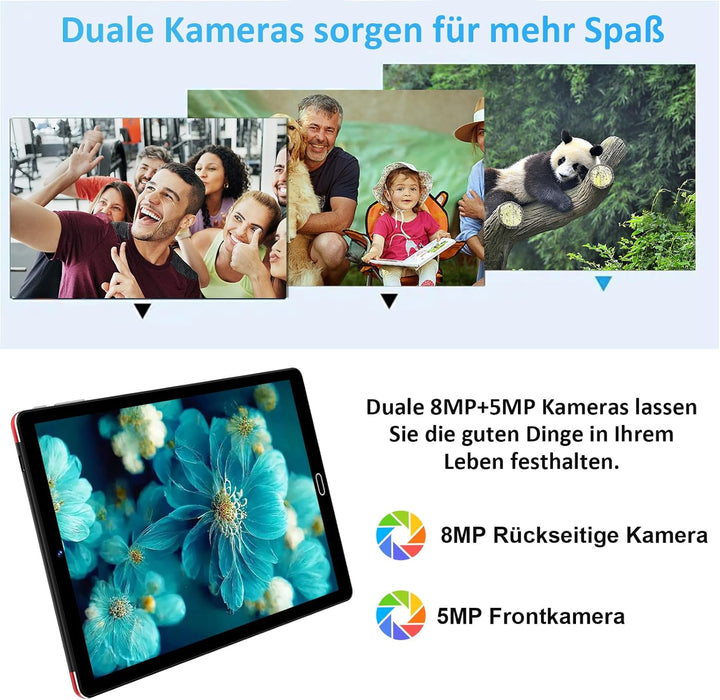 GOODTEL Neueste Tablet 10.1 Zoll Android mit 10GB RAM+64GB ROM (TF 1TB), Octa-Core, WiFi 5G, Bluetoo